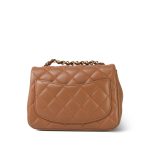 Caramel Lambskin Quilted Mini Square Flap LGHW - Image 2