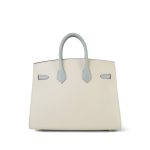 Birkin 25 Bi-Color Horseshoe (HSS) Craie/Bleu Glacier Epsom Gold Plated U Stamp - Image 9