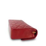 Red Lambskin Quilted Rectangular Push Lock Single Flap Gold Hardware - Image 10