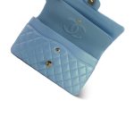 Pearly Blue Calfskin Classic Flap Medium Light Gold Hardware - Image 13