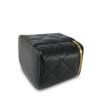 21S Black Caviar Quilted Mini Clutch With Chain Light Gold Hardware - Image 4