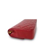 Red Lambskin Quilted Rectangular Push Lock Single Flap Gold Hardware - Image 9