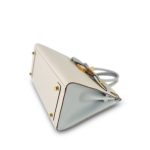 Birkin 25 Bi-Color Horseshoe (HSS) Craie/Bleu Glacier Epsom Gold Plated U Stamp - Image 13