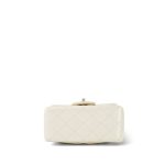 Glittery Ivory Caviar Quilted Mini Square Flap SHW - Image 5