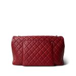 Red Grained Calfskin XL Small Travel Flap Bag Light Gold Hardware - Image 3