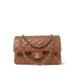 22S Caramel Lambskin Quilted Classic Flap Small LGHW - Image 2