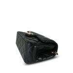 23A Black Lambskin Quilted Mini Crystal Top Handle Light Gold Hardware - Image 11