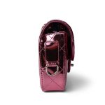 24C Shiny Pink Calfskin Quilted Flap Bag & Coin Purse - Image 3