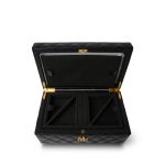 Black Lambskin Quilted Jewelry Box Small Light Gold Hardware - Image 6