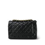 Black Lambskin Quilted Full Flap Medium CC Bag Gold Hardware - Image 4