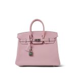 Birkin 25 Rose Sakura Swift Palladium Plated D Stamp