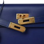 Kelly Sellier 28 Bleu Saphir Box Calfskin Gold Plated Y Circle Stamp - Image 12