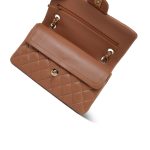 22S Caramel Lambskin Quilted Classic Flap Small LGHW - Image 11