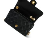 Black Lambskin Quilted Pillow Crush Single Flap Aged Gold Hardware - Image 13