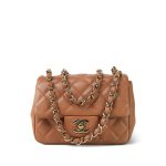 Caramel Lambskin Quilted Mini Square Flap LGHW - Image 10