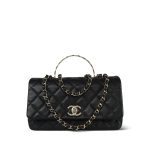 25S Black Caviar Quilted Coco Crush Top Handle Single Flap Light Gold Hardware - Image 10