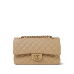 Beige Clair Lambskin Quilted Classic Flap Medium GHW