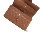 22S Caramel Lambskin Quilted Classic Flap Small LGHW - Image 12