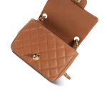 Caramel Lambskin Quilted Mini Square Flap LGHW - Image 11