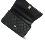 25S Black Caviar Quilted Coco Crush Top Handle Single Flap Light Gold Hardware - Image 11