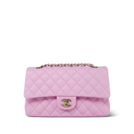 22S Pink Caviar Quilted Classic Flap Medium LGHW