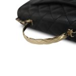 25S Black Caviar Quilted Coco Crush Top Handle Single Flap Light Gold Hardware - Image 13
