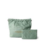 23P Light Green Calfskin Quilted 22 Hobo Bag Small - Image 9
