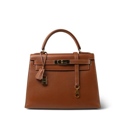 Kelly 28 Gold Courchevel Leather Gold Plated Hardware V Circle Stamp