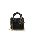 Mini Lady Dior Bag Black Lambskin Cannage - Image 4