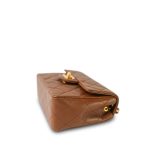 Brown/Caramel Lambskin Quilted Mini Square Flap Gold Hardware - Image 3