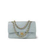 Light Blue Lambskin Quilted Classic Flap Medium Gold Hardware - Image 14