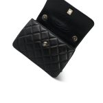Black Lambskin Quilted Trendy CC Flap Small Light Gold Hardware - Image 16