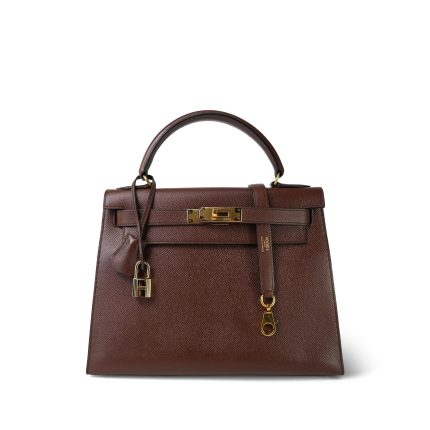 Kelly Sellier 28 Brown Courchevel Gold Plated (V) Stamp