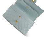 Light Blue Lambskin Quilted Classic Flap Medium Gold Hardware - Image 16