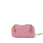 Pink Glazed Calfskin Quilted Small Vanity Case Gold Hardware - Image 15