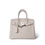 Birkin 30 Craie Togo Palladium Plated C Stamp - Image 13