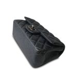 15C Charcoal Glittery Caviar Quilted Mini Rectangular Flap - Image 6