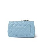 Light Blue Lambskin Quilted Mini Rectangular Flap Mini LGHW - Image 7