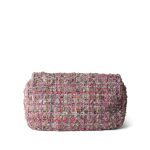 Pink Tweed Quilted Pearl Handle Flap Bag Large LGHW - Image 4