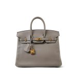 Birkin 25 Gris Asphalt Taurillon Novillo Gold Plated Y Stamp