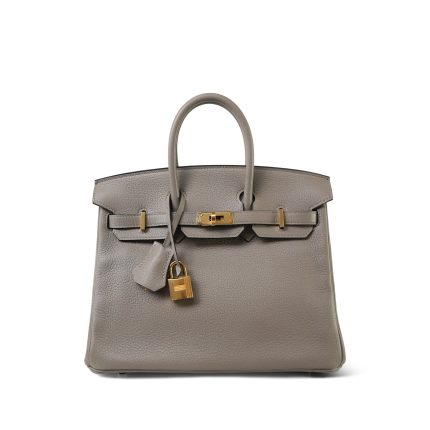 Birkin 25 Gris Asphalt Taurillon Novillo Gold Plated Y Stamp