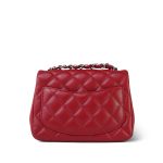 Red Lambskin Quilted Mini Square Flap SHW - Image 8