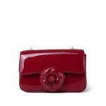 23K Red Patent Camellia Single Flap Bag Silver Hardware