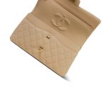 Beige Clair Lambskin Quilted Classic Flap Medium GHW - Image 12