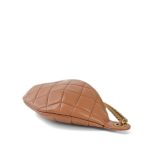 24K Caramel Lambskin Quilted Pearl Crush Waist Bag Aged Gold Hardware - Image 12