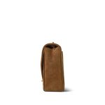 Brown Suede Chevron Quilted Square Single Flap Aged Gold Hardware - Image 4