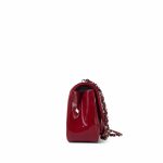 23K Red Patent Camellia Single Flap Bag Silver Hardware - Image 7