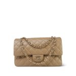 22A Dark Beige Caviar Quilted Medium Classic Flap Light Gold Hardware - Image 3