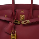 Birkin 25 Rouge H Swift Gold Plated Y Stamp - Image 5