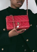 16C Red Lambskin Quilted Mini Rectangular Flap LGHW - Image 13